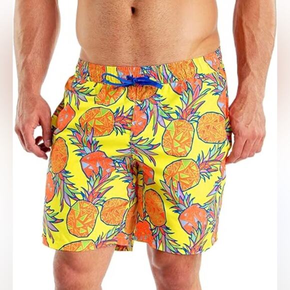 Tipsy Elves Pina Colada Short Swim Trunk Bright Neon Board Shorts Vacation Sz S - Picture 2 of 11